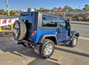 2009 JK Jeep Wrangler Sport 2 Door Blue Rear Quarter